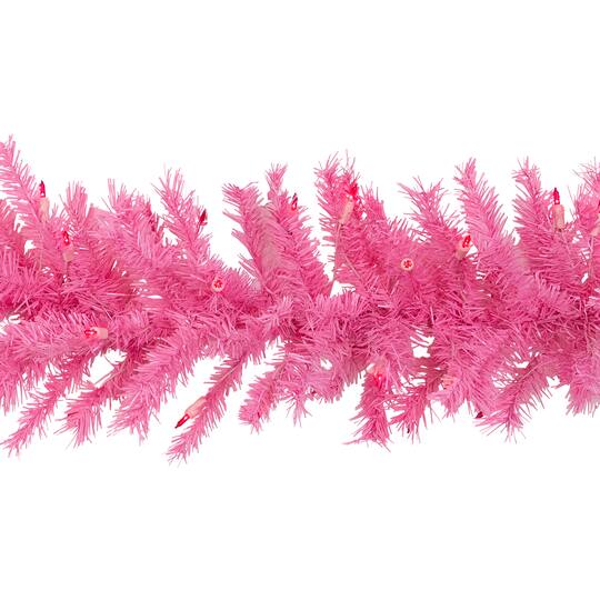 9ft. Pre-Lit Pink Spruce Christmas Garland